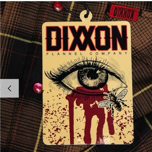 DIXXON Women's Flannel shirt - Brown and Black Plaid w/ Red Pearl Snap closure - Picture 3 of 5